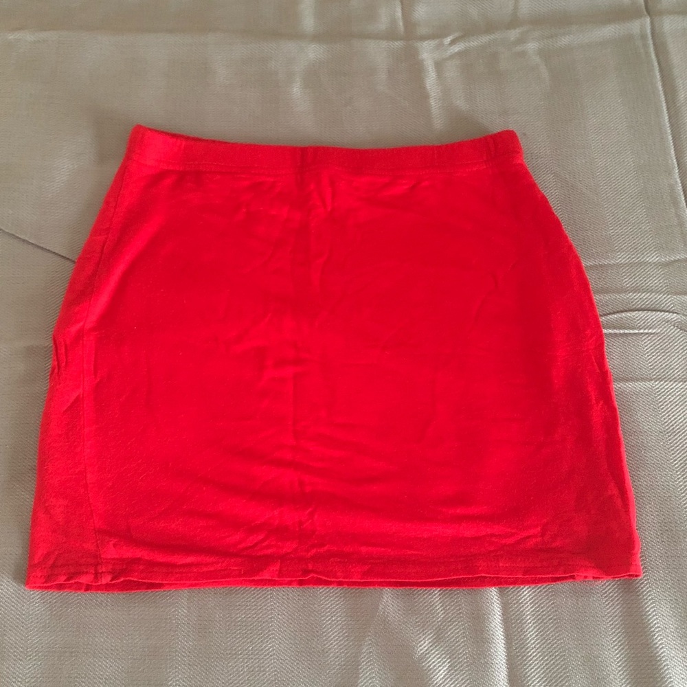 Red stretch mini skirt